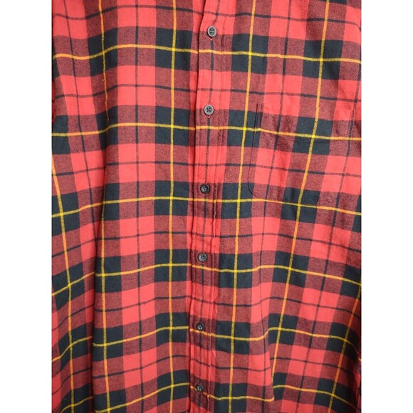 J Crew Flannel Shirt Men's Large Buffalo Plaid Red Black Long Sleeve Cotton - Picture 3 of 10